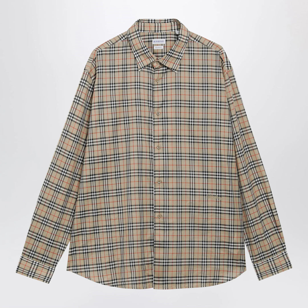 Burberry - Beige Check Cotton Shirt Brand XL