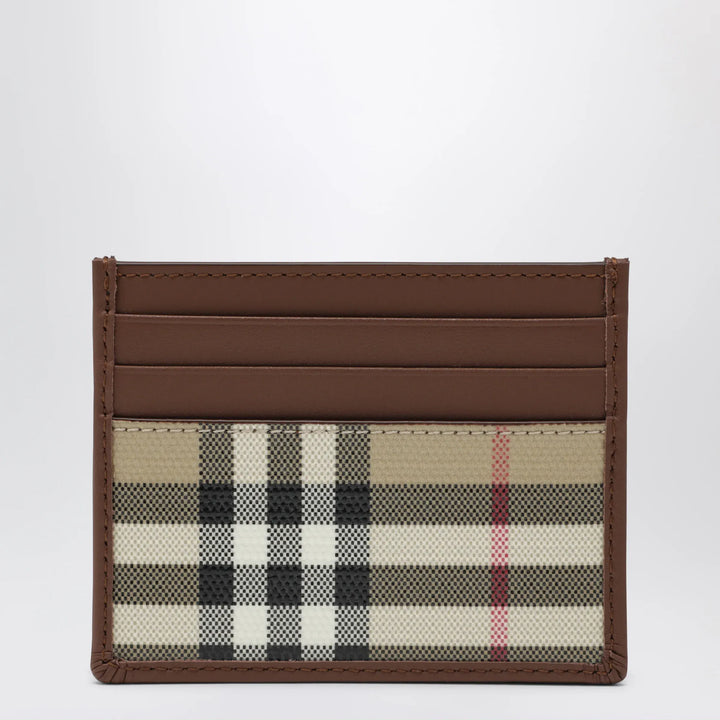 Burberry - Check credit card holder in coated cotton, beige Brand U