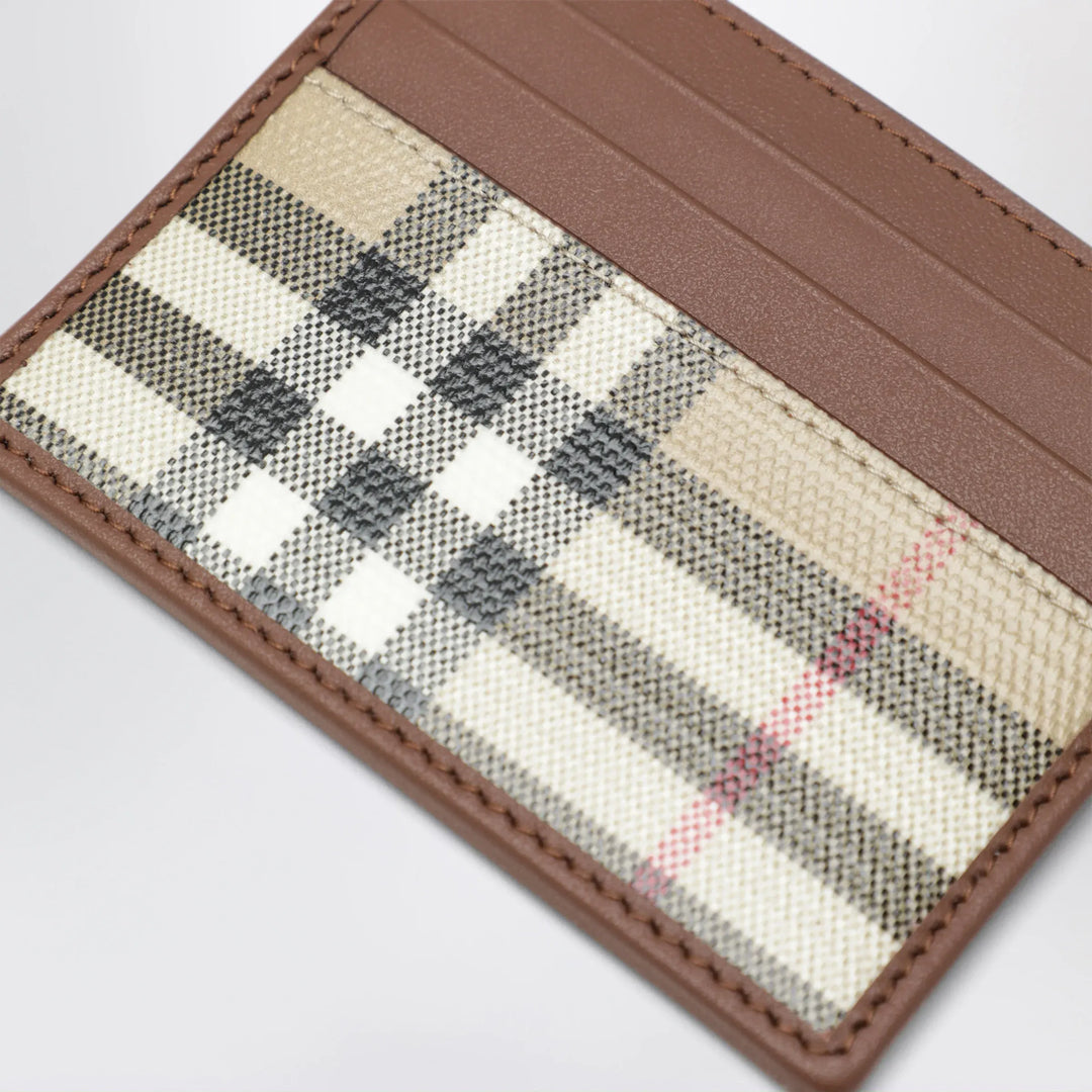 Burberry - Check credit card holder in coated cotton, beige Brand U