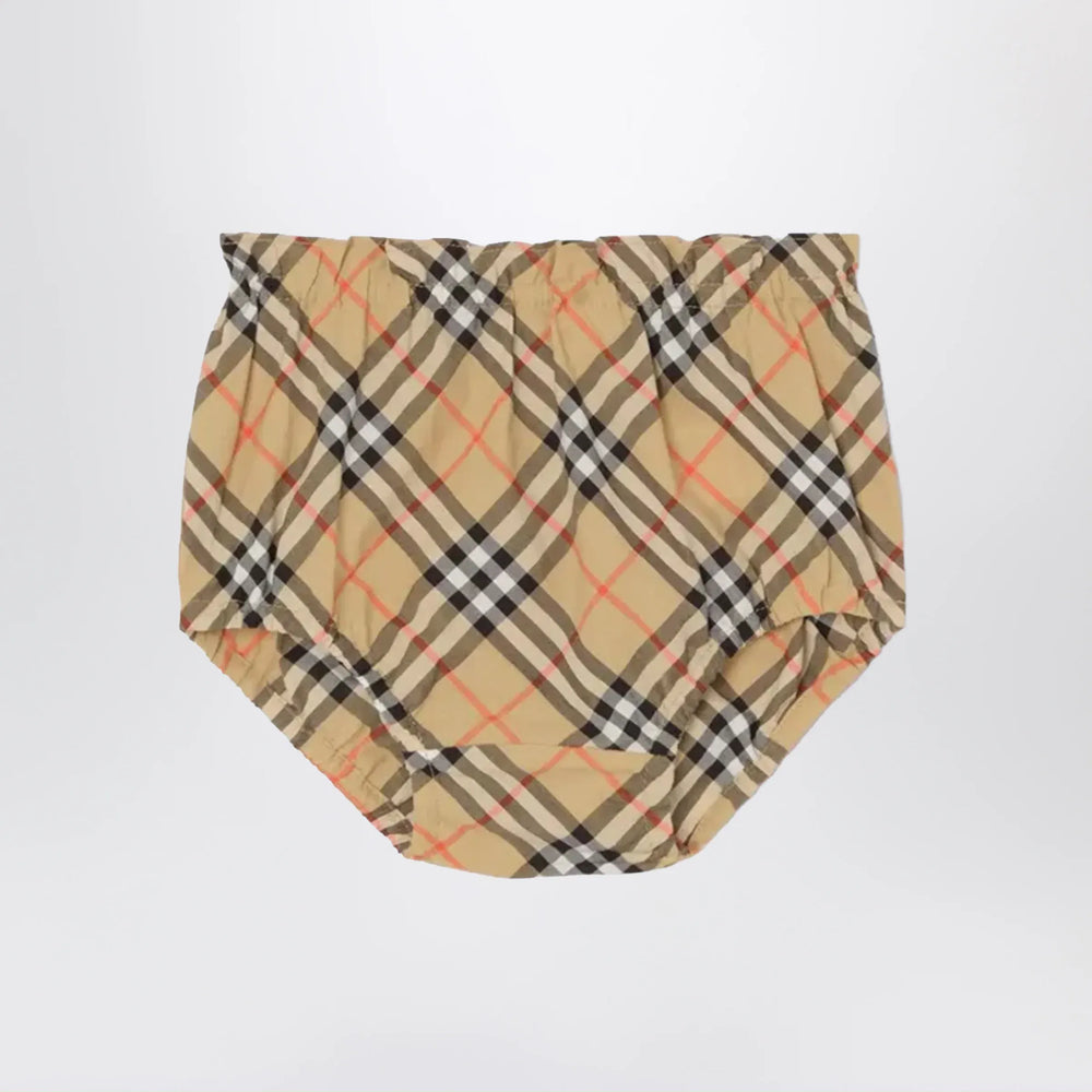 Burberry - Cotton Dress and Bloomer Shorts with Check Bow Brand