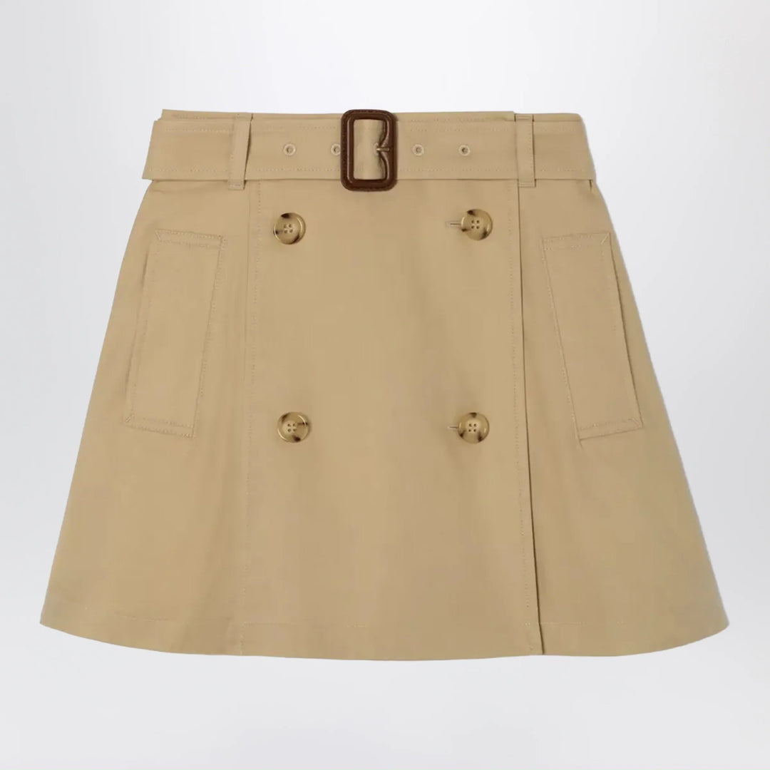 Burberry - Cotton twill trench skirt in sand beige Brand 4Y