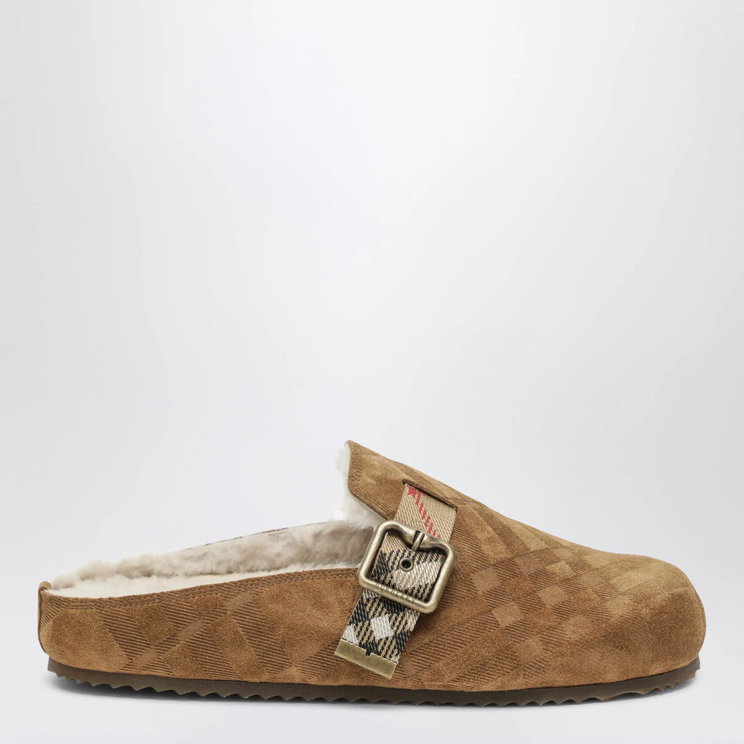 Burberry - Urchin clog in shearling Check jute Brand 36 IT