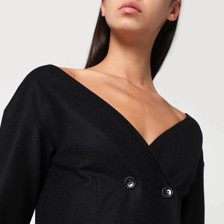 Alberta Ferretti - Black wool V-neck jacket Brand Coats &amp; Jackets 40  IT