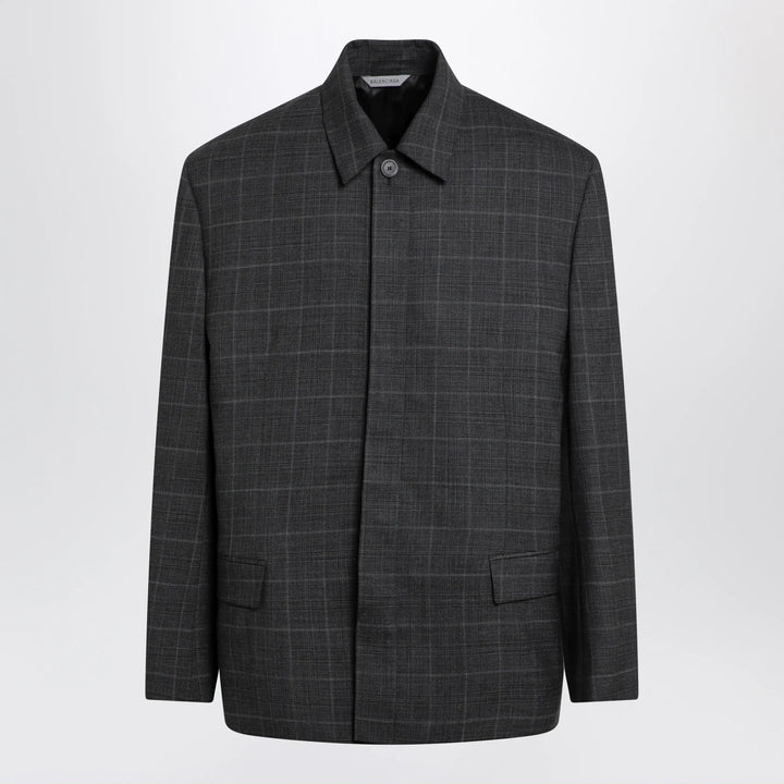 Balenciaga - Grey check wool jacket Brand Coats &amp; Jackets 46 IT