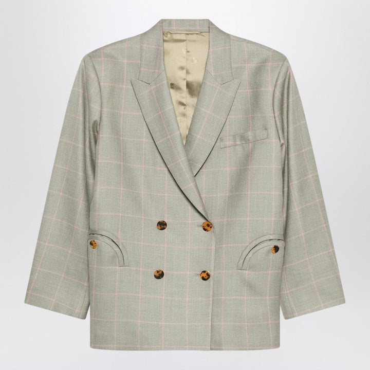Coats &amp; Jackets Blazé Milano - Double-breasted beige blazer with pink check pattern Brand