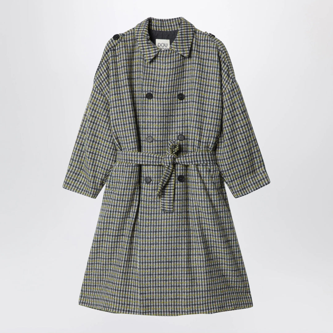 Douuod - Double-breasted wool-blend trench coat with check pattern Brand Coats &amp; Jackets 10Y