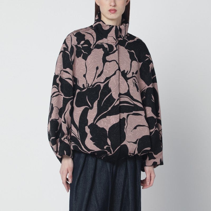 Coats & Jackets Dries Van Noten - Black jacket with floral jacquard texture - M Brand