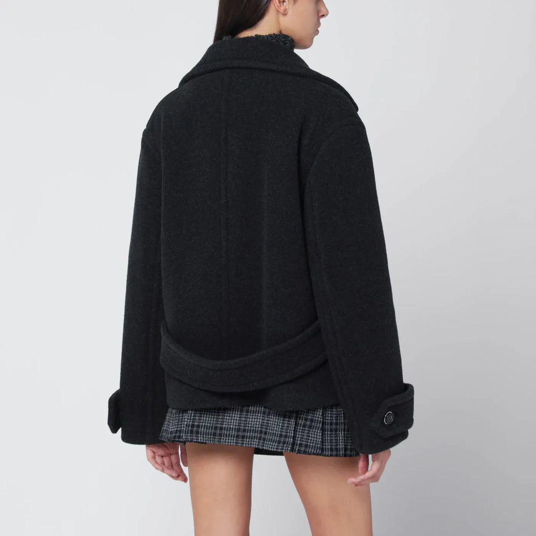 Durazzi Milano - Dark grey mélange wool coat Brand Coats &amp; Jackets 44  IT