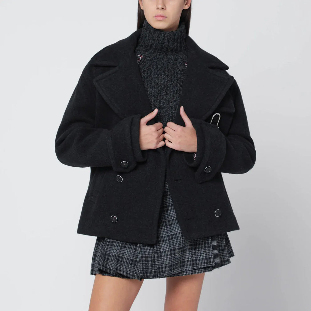 Durazzi Milano - Dark grey mélange wool coat Brand Coats & Jackets 44  IT