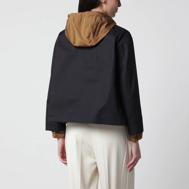 HERNO - Reversible Jacket Blue/Caramel in Cotton Gabardine Brand Coats &amp; Jackets
