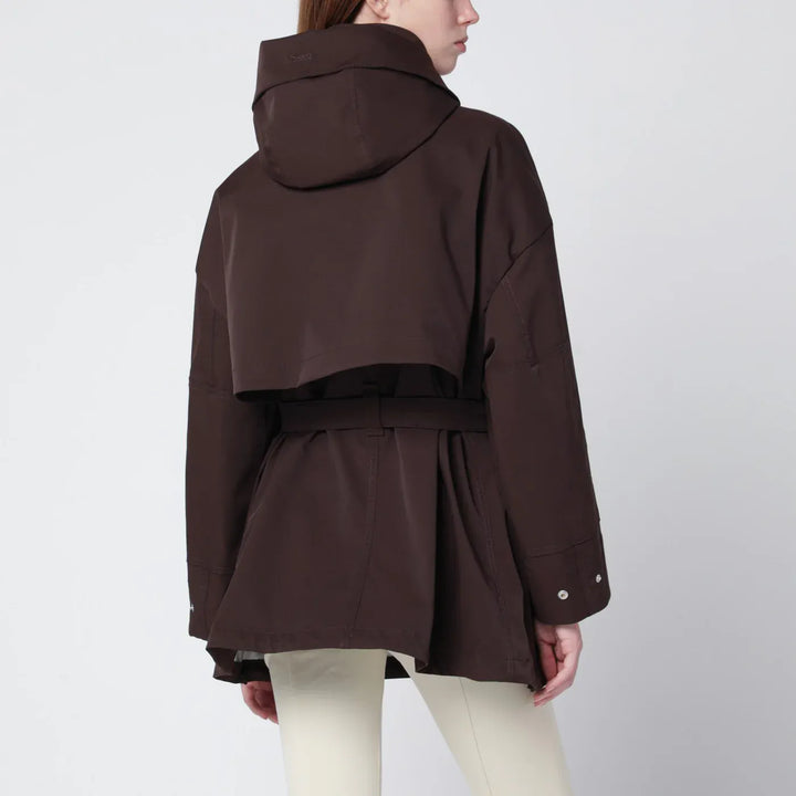 HERNO - Short Laminar coffee-colored parka Brand Coats &amp; Jackets