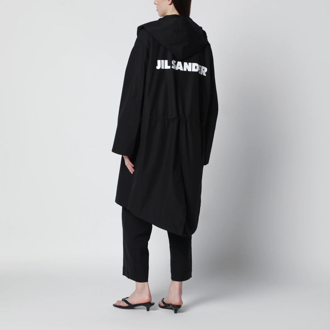 Jil Sander - Mid-length hooded parka in waterproof cotton, black Brand Coats &amp; Jackets