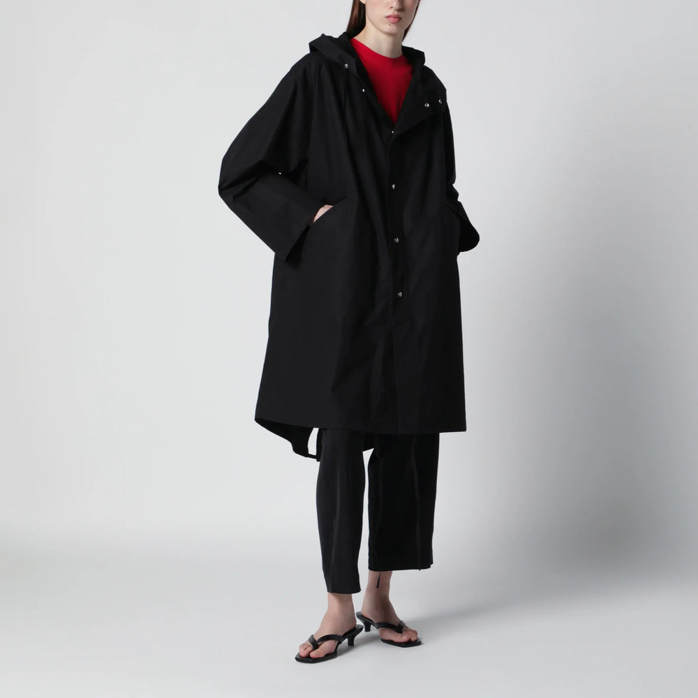 Jil Sander - Mid-length hooded parka in waterproof cotton, black Brand Coats & Jackets 34  FR