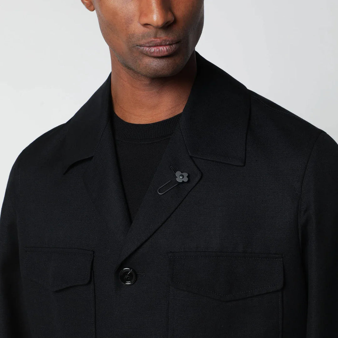 Lardini - Black viscose and silk-blend jacket Brand Coats &amp; Jackets