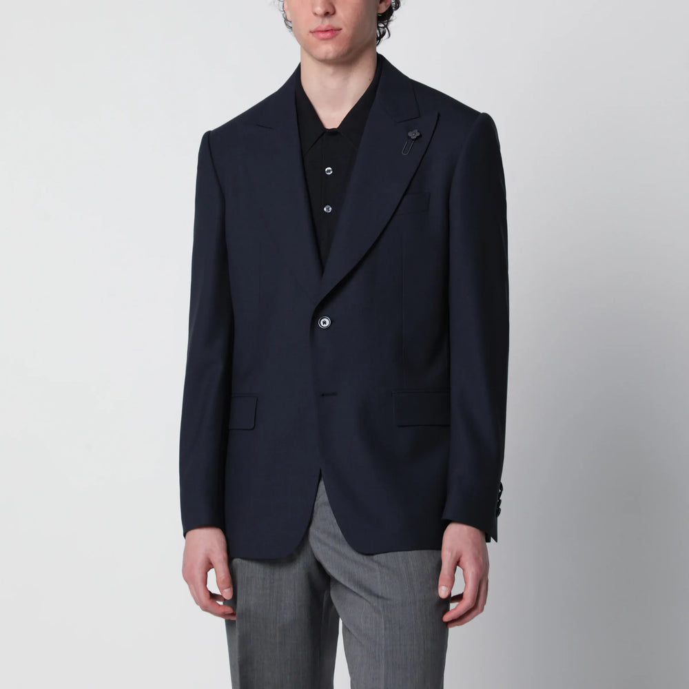 Lardini - Single-Breasted Blue Wool Jacket Brand Coats & Jackets 48 IT