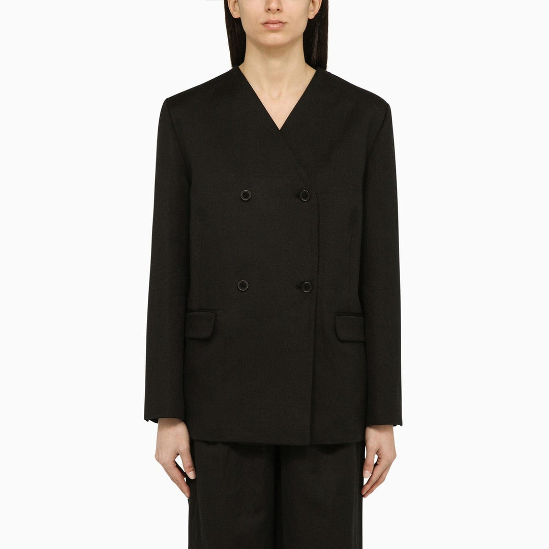 Coats & Jackets L LouLou De Saison - Black double-breasted jacket in cotton and linen Brand