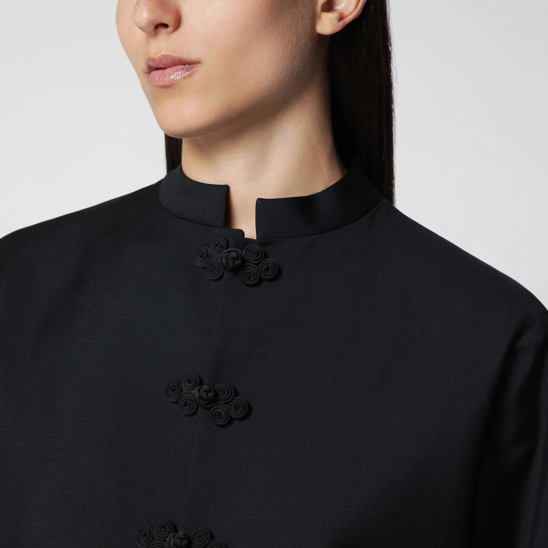 Róhe - Black Wool Jacket with Pankou Closure Brand Coats &amp; Jackets