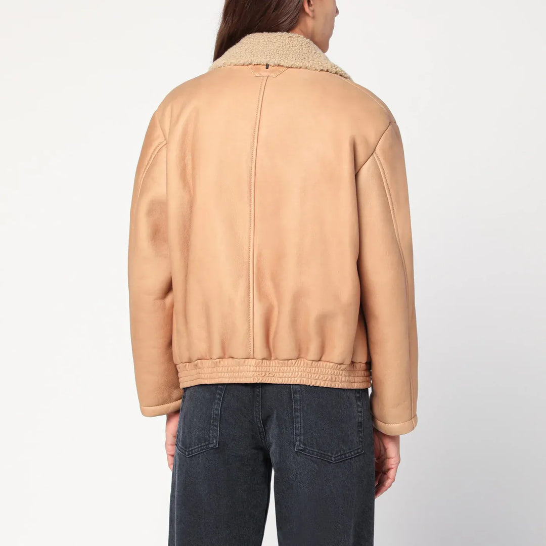 Salvatore Santoro - Nude leather bomber jacket Brand Coats &amp; Jackets 42  IT