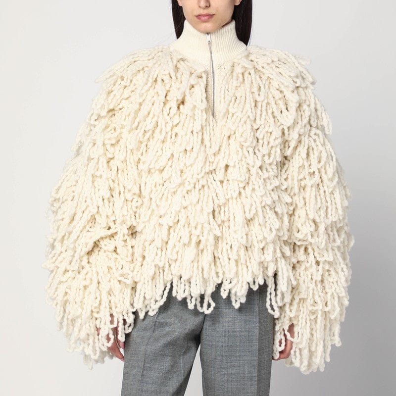 Coats & Jackets Stella McCartney - White wool bomber jacket with fringes - M Brand