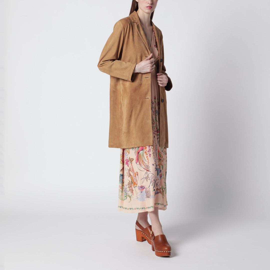 Coats & Jackets Sword 6644 - Brown long suede leather jacket Brand