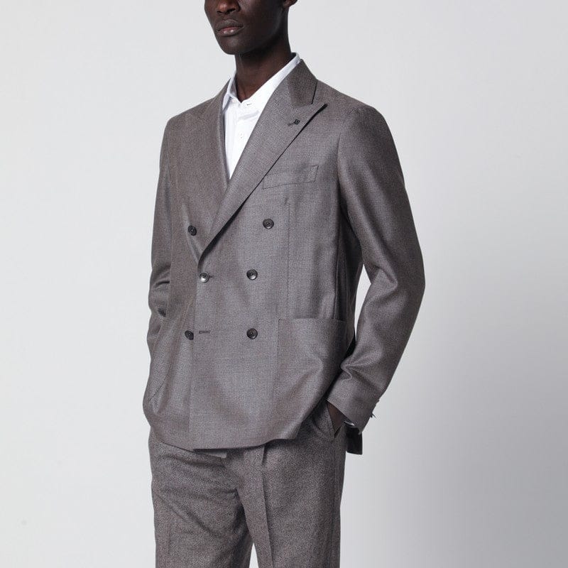 Coats & Jackets Tagliatore - Grey silk and wool double-breasted jacket - 46 IT Brand