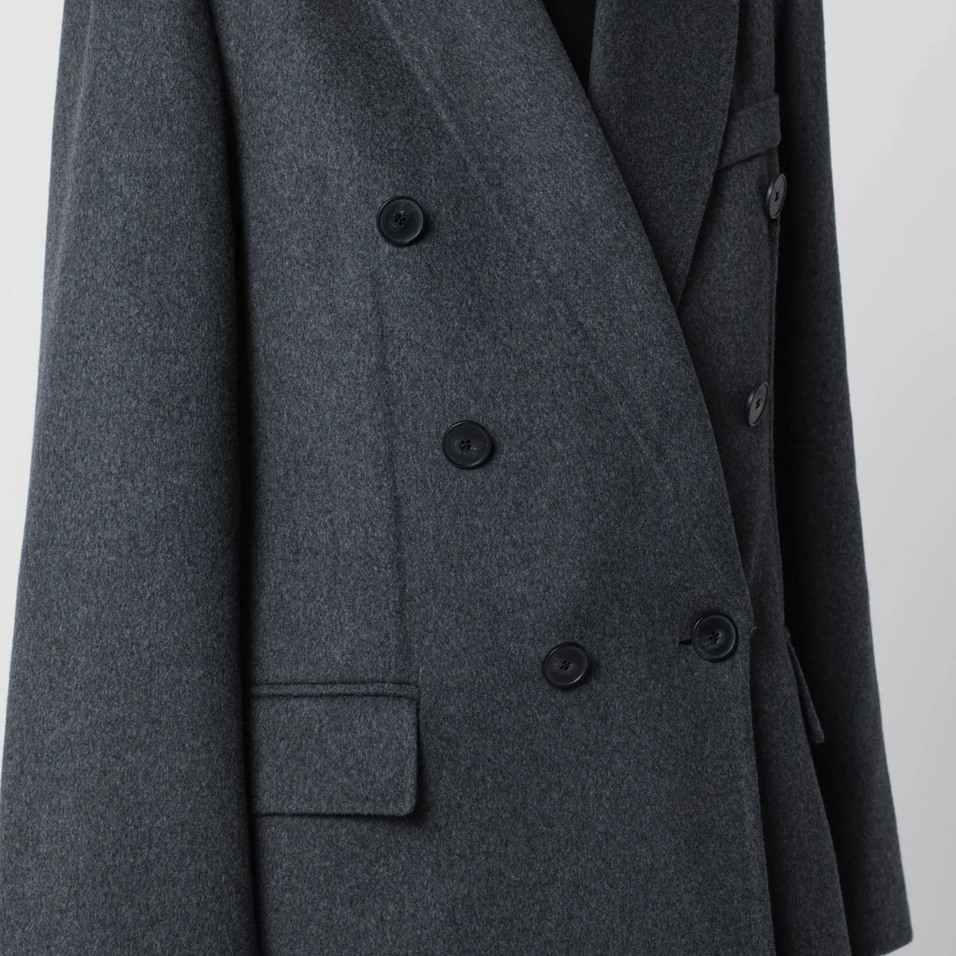 Victoria Beckham - Double-breasted coat in grey mélange wool and cashmere Brand Coats &amp; Jackets