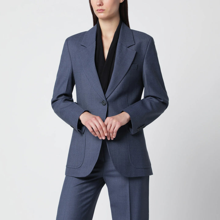 Victoria Beckham - Katherine single-breasted jacket in blue mélange wool blend Brand Coats &amp; Jackets 10 UK