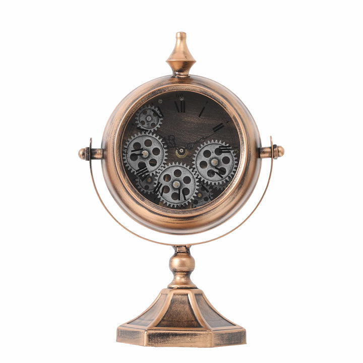 Chilli Desk &amp; Shelf Clocks Copernico Free Standing Moving Cogs Table Clock - Rose Gold Copper Brand