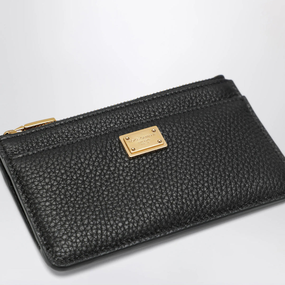 Dolce&amp;Gabbana - Black Dauphine Calf Leather Card Holder Brand U