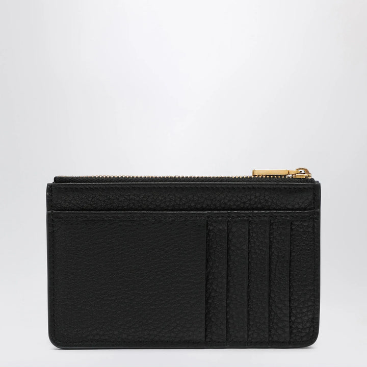 Dolce&amp;Gabbana - Black Dauphine Calf Leather Card Holder Brand U