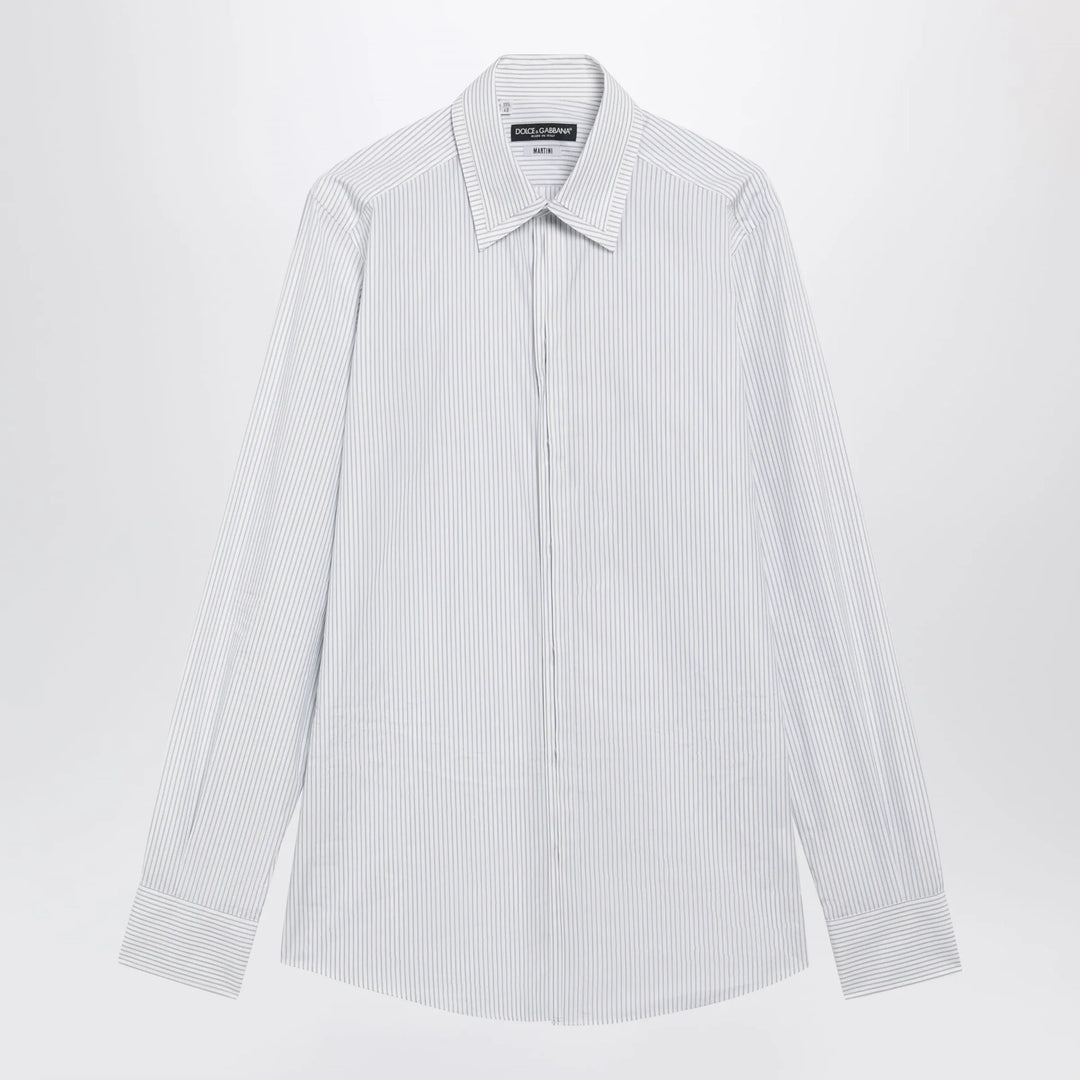 Dolce&Gabbana - White Double-Collar Striped Shirt Brand 39