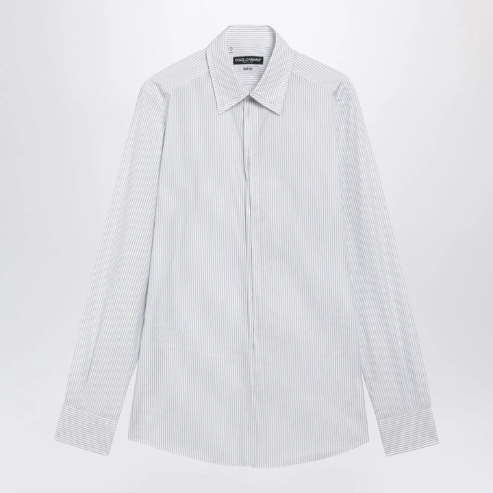 Dolce&amp;Gabbana - White Double-Collar Striped Shirt Brand 39