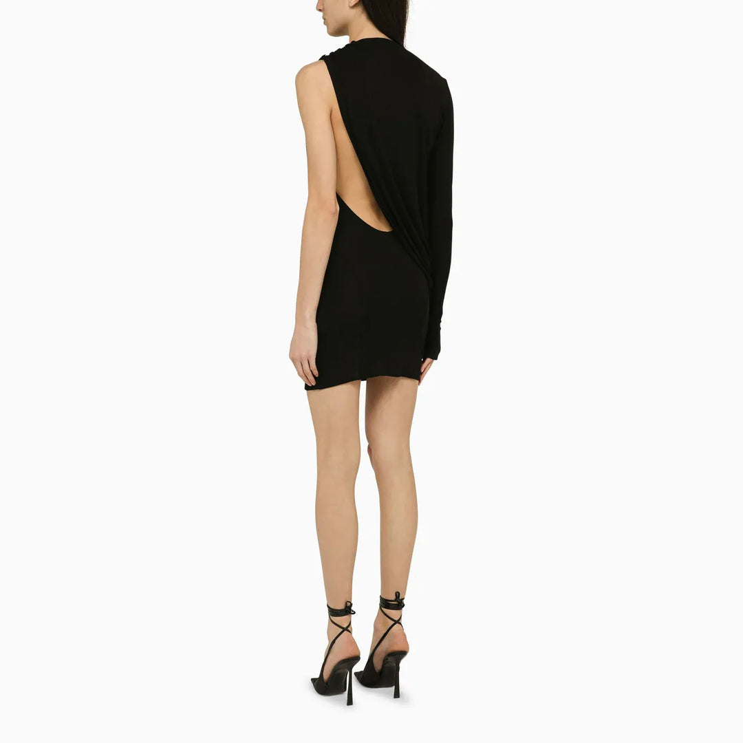 ANDREĀDAMO - Black viscose one-shoulder dress with drape Brand Dresses M
