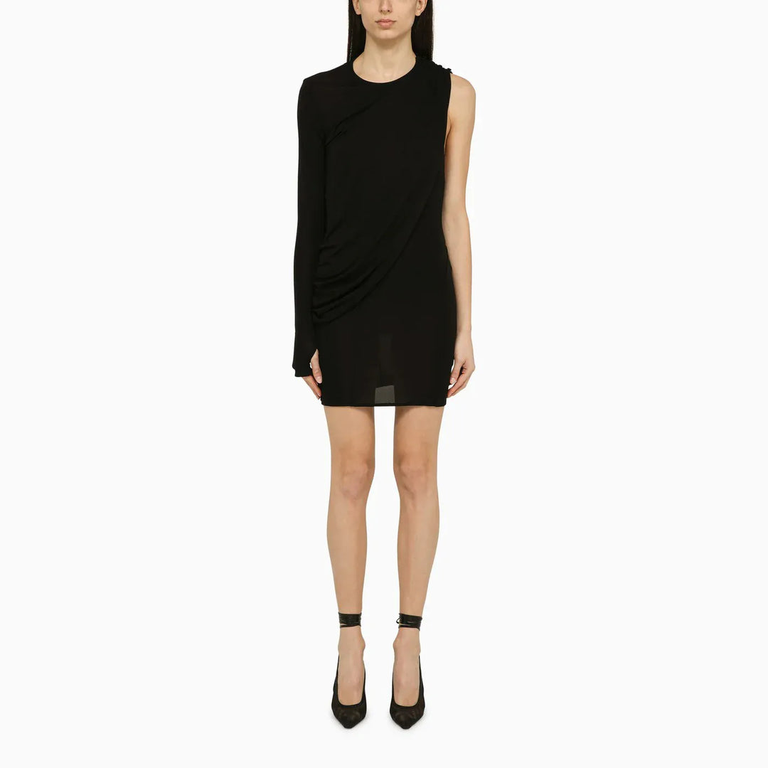 ANDREĀDAMO - Black viscose one-shoulder dress with drape Brand Dresses M
