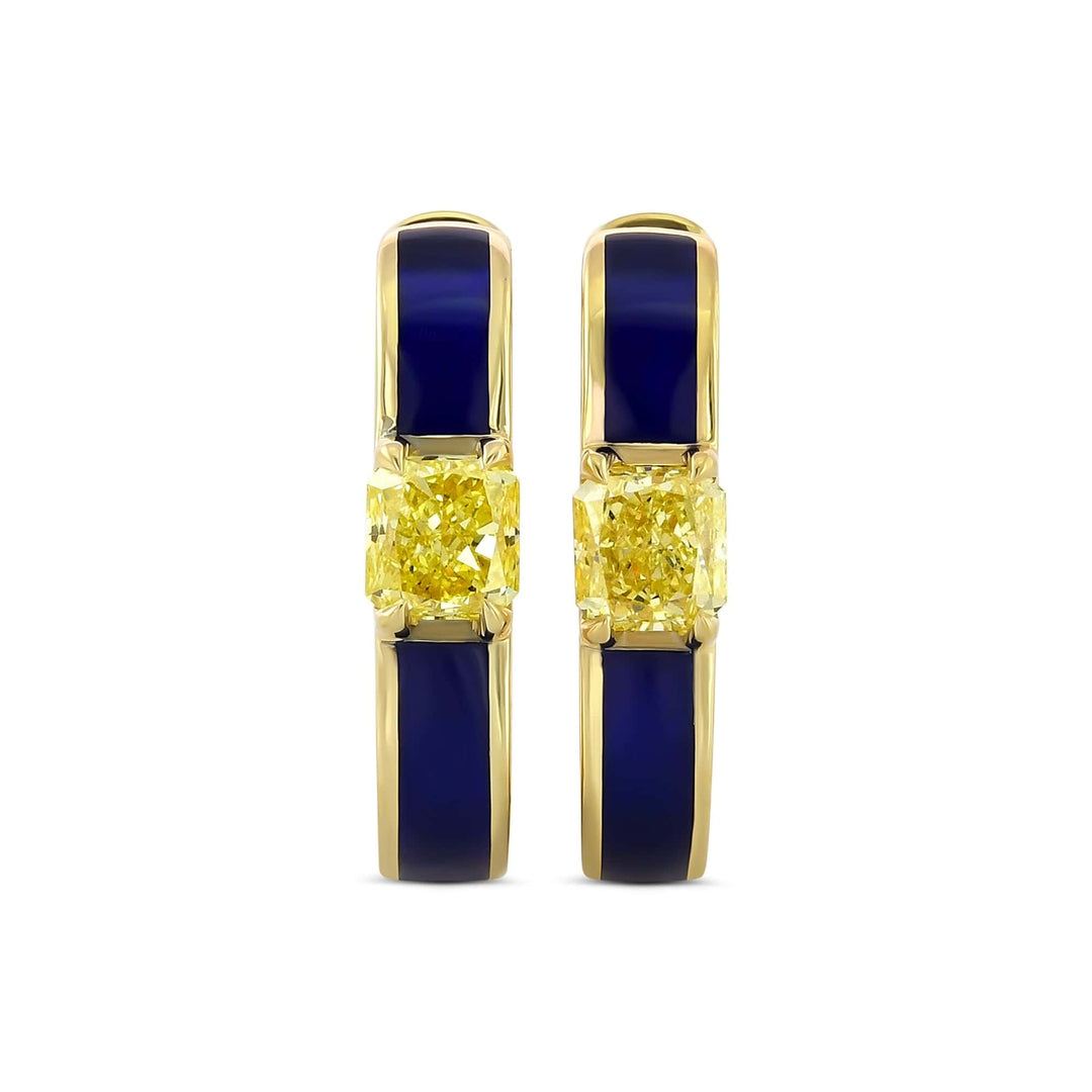 LEIBISH 0.51ct Fancy Yellow Radiant Diamond Hoop Earrings Brand Earrings