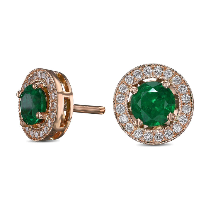 LEIBISH 0.92ct Green Emerald &amp; Diamond Halo Earrings Brand Earrings