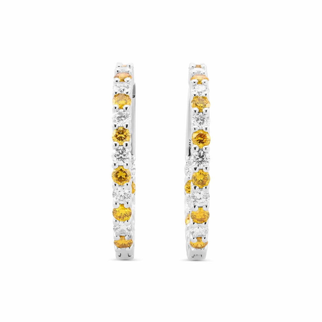 LEIBISH 1.96ct Fancy Vivid Orange Yellow Diamond Hoop Earrings Brand Earrings