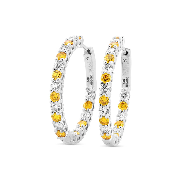 LEIBISH 1.96ct Fancy Vivid Orange Yellow Diamond Hoop Earrings Brand Earrings