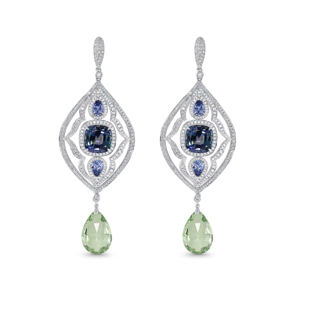 LEIBISH 10.02ct Unheated Tanzanite &amp; Aquamarine Drop Earrings Brand Earrings