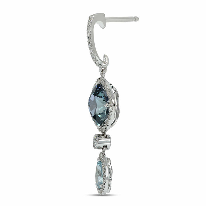 LEIBISH 5.60ct Tanzanite &amp; 0.75ct Aquamarine Diamond Drop Earrings Brand Earrings
