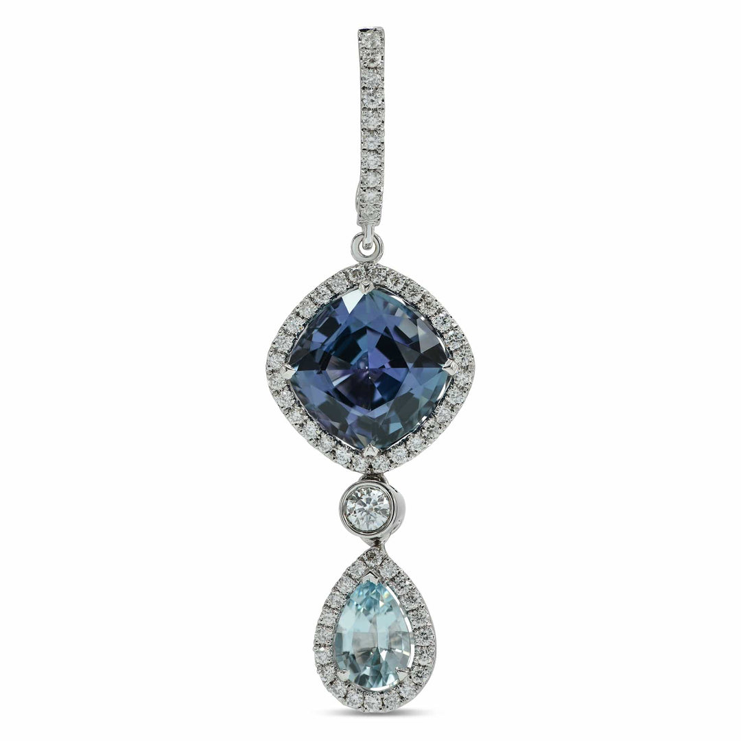LEIBISH 5.60ct Tanzanite &amp; 0.75ct Aquamarine Diamond Drop Earrings Brand Earrings