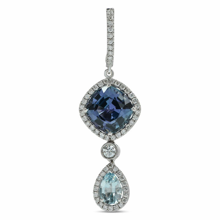 LEIBISH 5.60ct Tanzanite &amp; 0.75ct Aquamarine Diamond Drop Earrings Brand Earrings