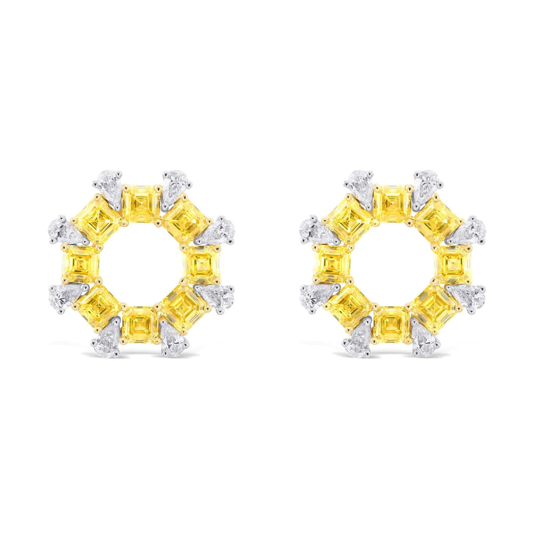 LEIBISH Fancy Intense Yellow Asscher &amp; Pear Diamond Earrings Brand Earrings