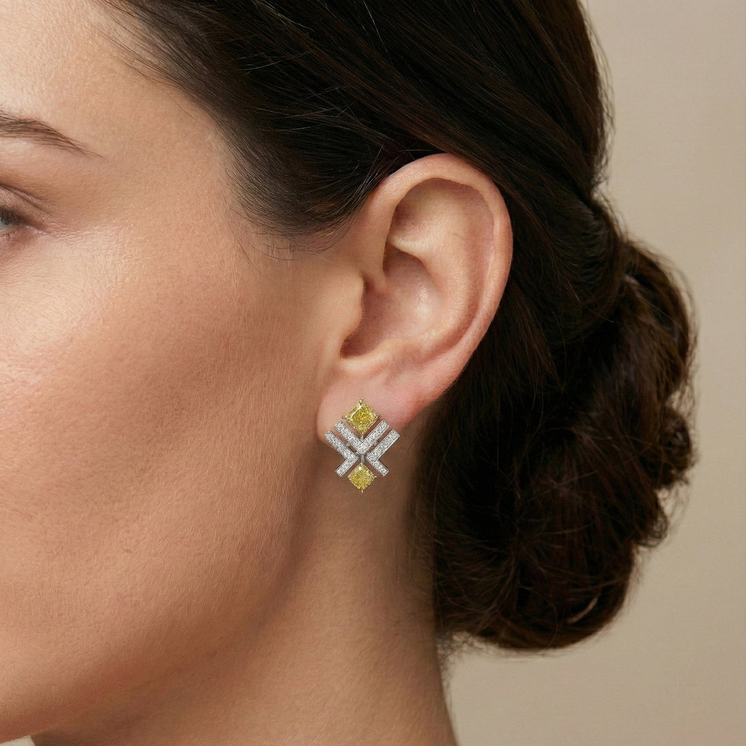 LEIBISH LEGACY 1.84ct Fancy Yellow Cushion Diamond Earrings Brand Earrings