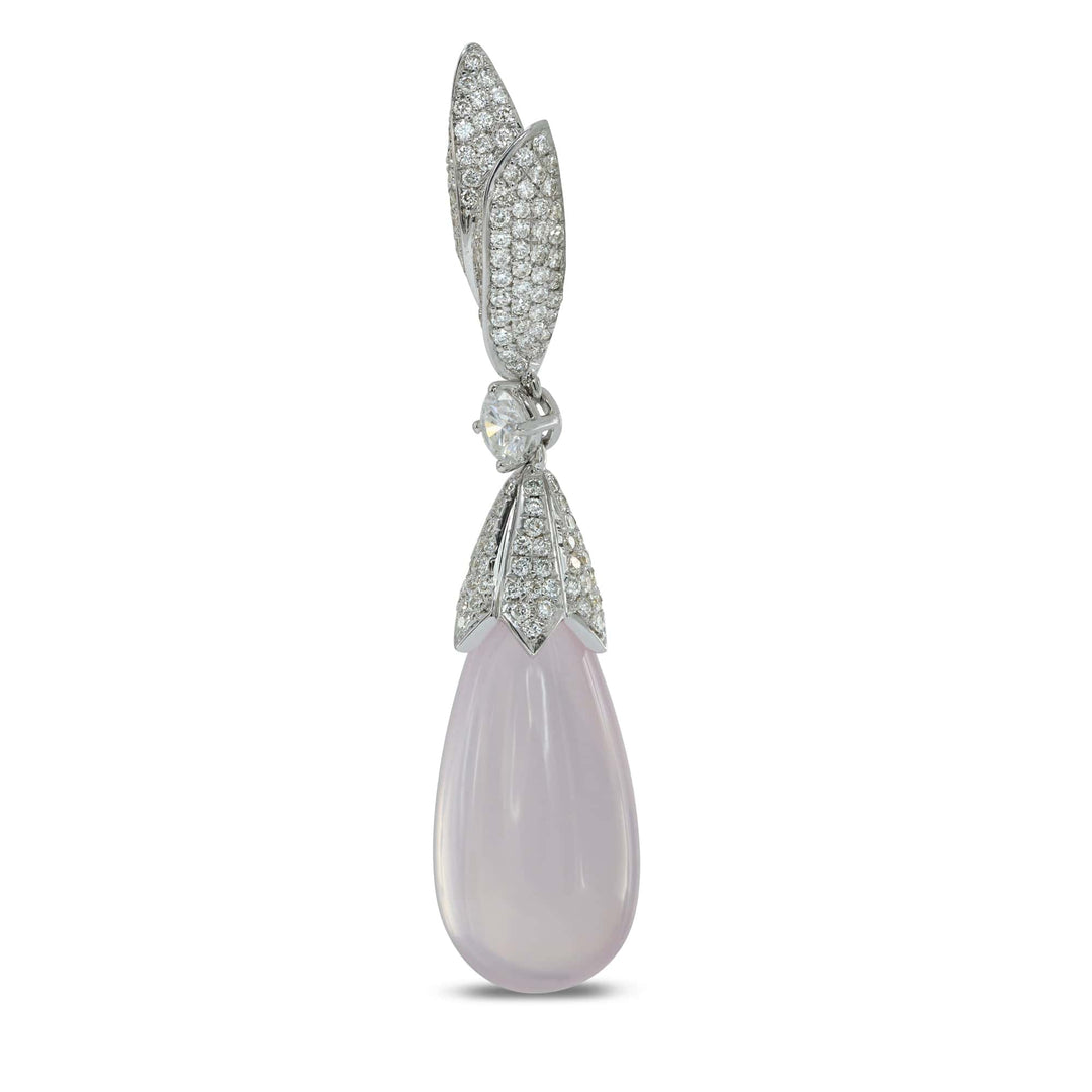 LEIBISH Rose Quartz Cabochon &amp; Diamond Drop Earrings Brand Earrings