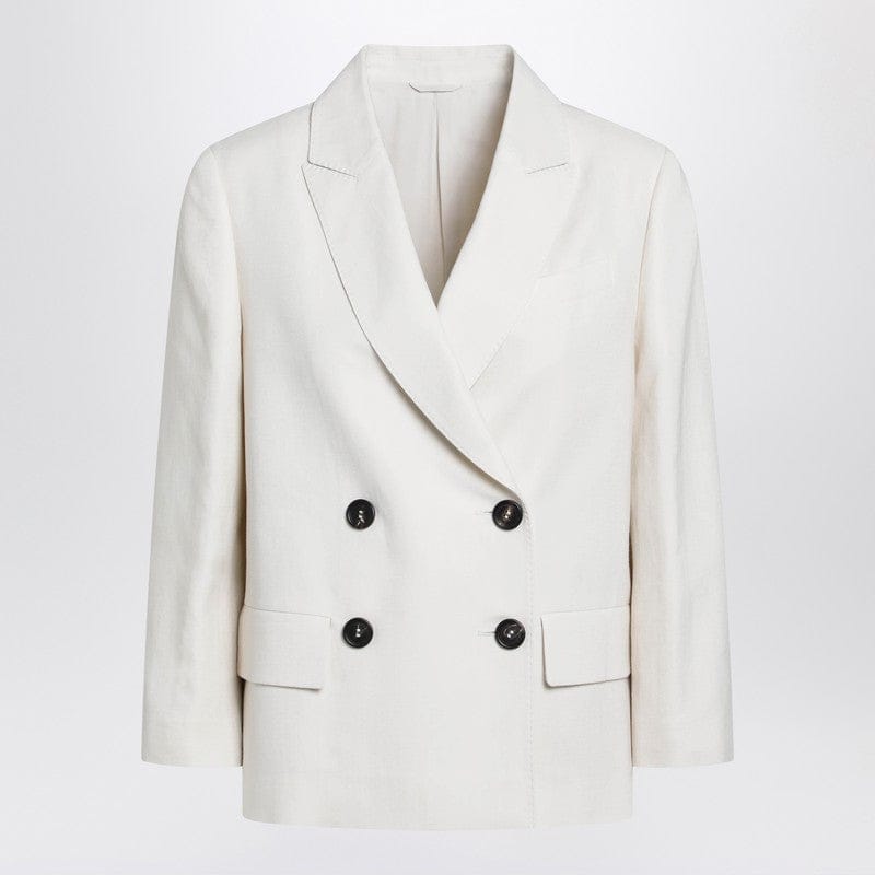 Coats & Jackets Brunello Cucinelli - Ivory fluid twill jacket in viscose and linen - 44 IT Brand