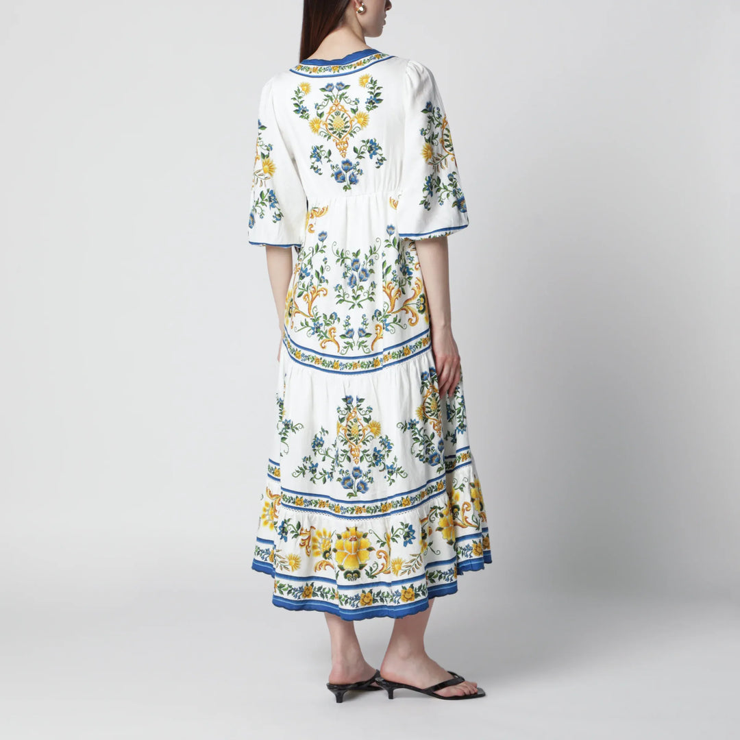 FARM Rio - Emily Floral Tapestry drawstring midi dress Brand Jewelry