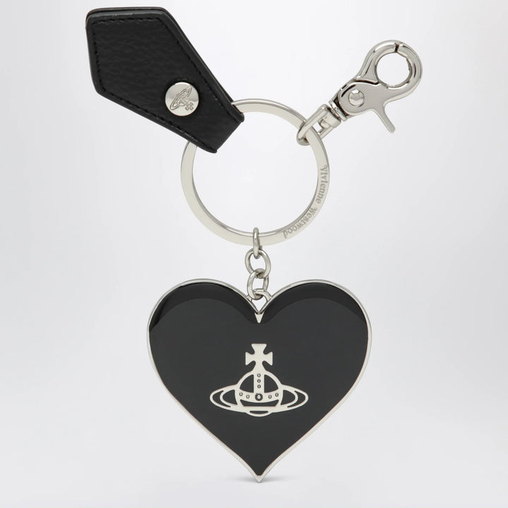 Vivienne Westwood - Mirror Heart Orb heart keyring in iron, black Brand Jewelry U