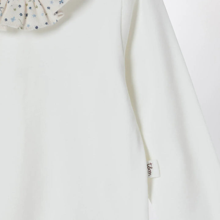 Teddy &amp; Minou - White bodysuit with neckline and floral print Brand Leotards &amp; Unitards