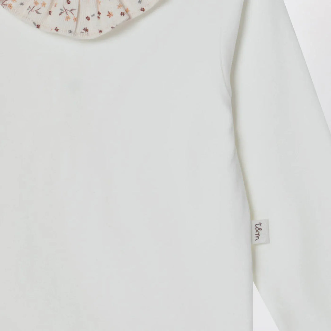 Teddy &amp; Minou - White bodysuit with neckline and floral print Brand Leotards &amp; Unitards